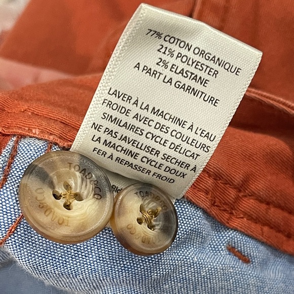 Toad & Co Mission Ridge Shorts Rust Orange Red Chino Organic Cotton Men’s 38 - Picture 5 of 8